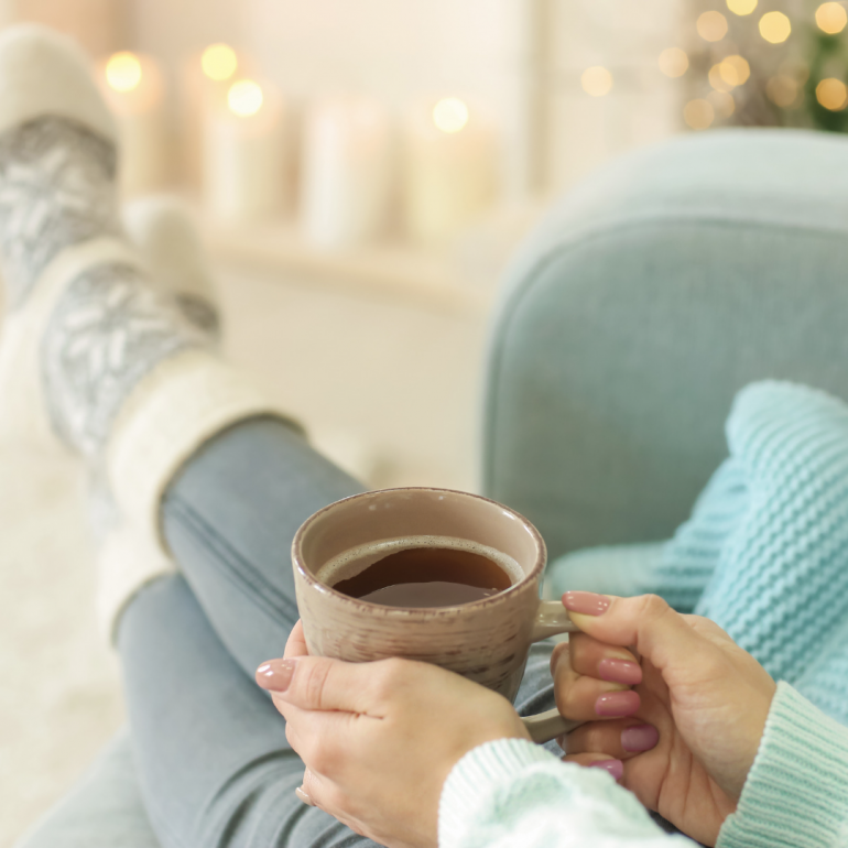 woman relaxing with cup of coffee